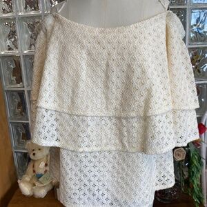 Cream lace tiered off shoulder top